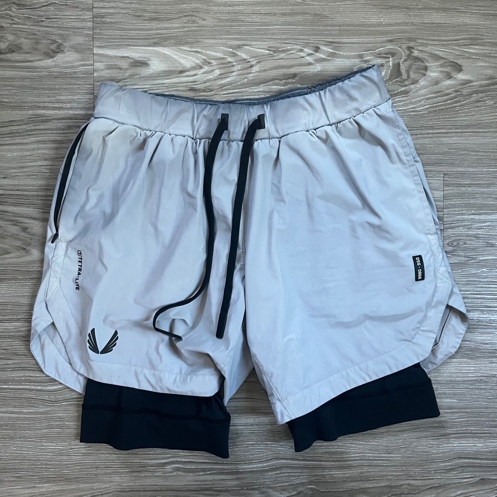 ASRV Tetra-Lite 2-in-1 Training Shorts Gray Black DSG-0866 Mens Size M